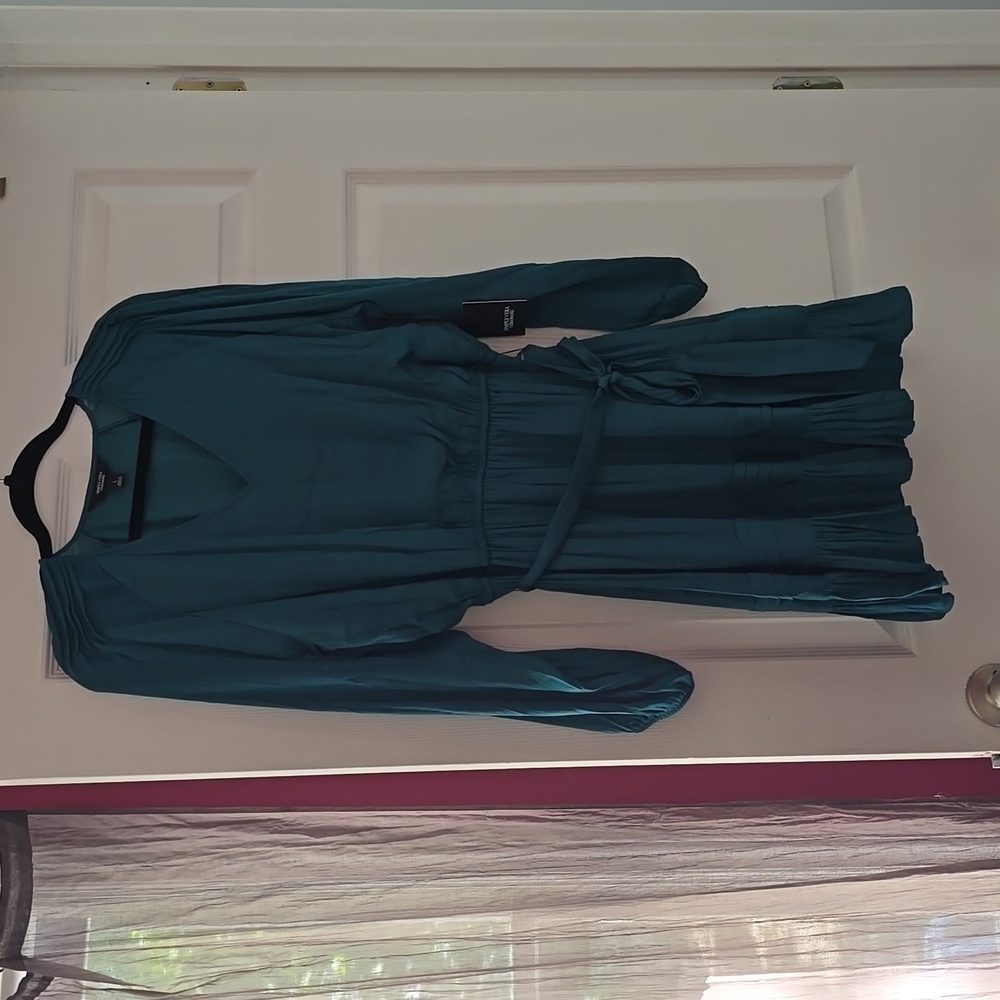 Silky Dark Teal Vera Wang dress